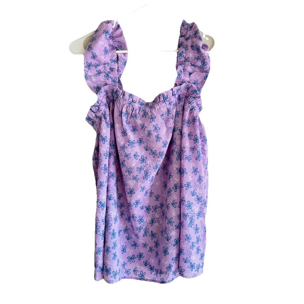 LuLaRoe S Daisy Ruffle Strap Top Purple Floral